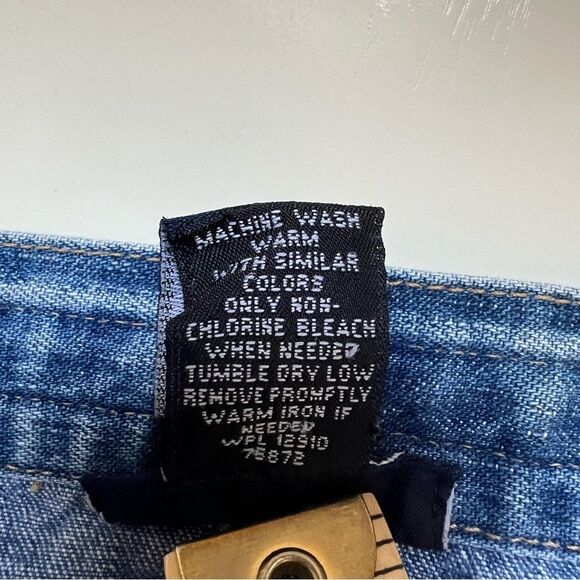 Venezia Vintage Denim Midi Skirt Western Ribbon Trim Size Large Cowboy Rodeo - Picture 7 of 9